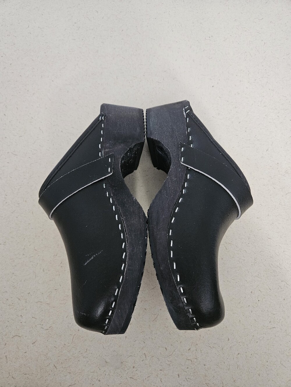 AM World of Clogs Black Leather Clogs Women 8 EU 39 Swedish Style - Picture 4 of 12